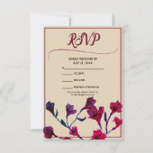 Burgundy Floral Watercolor Wedding RSVP Karte (Vorderseite)