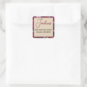 Burgundy Floral Watercolor Wedding Square Sticker (Tasche)