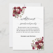 Burgundy Floral Wedding Bag Letter & Timeline Card Einladung (Vorderseite)