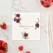 Burgundy Floral Wedding Cocktail Napkins Serviette (Beispiel)