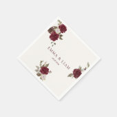 Burgundy Floral Wedding Cocktail Napkins Serviette (Ecke)