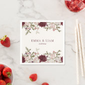 Burgundy Floral Wedding Cocktail Napkins Serviette (Beispiel)