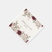 Burgundy Floral Wedding Cocktail Napkins Serviette (Ecke)