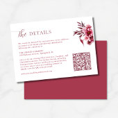  Burgundy Floral Wedding Details Card QR Code  Begleitkarte