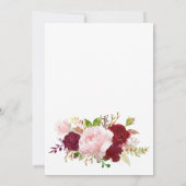 Burgundy Floral Wedding Einladung (Rückseite)