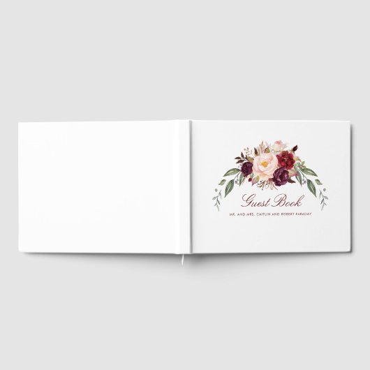Burgundy Floral Wedding Gästebuch (Voll)