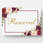 Burgundy Floral Wedding Gold Reservierte 12x18 Fotoplatte (Vorderseite)