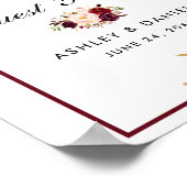 Burgundy Floral Wedding Guest Book Poster B (Ecke)