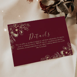 Burgundy Floral Wedding Information Card Begleitkarte