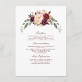 Burgundy Floral Wedding Information Guest Begleitkarte (Vorderseite)