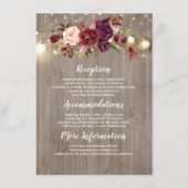 Burgundy Floral Wedding Information Guest Card Begleitkarte (Vorderseite)