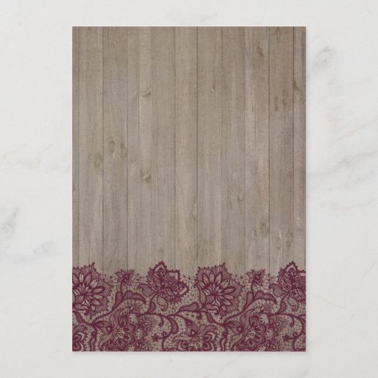 Burgundy Floral Wedding Information Guest Card Begleitkarte (Rückseite)