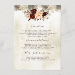 Burgundy Floral Wedding Information Guest Card Begleitkarte