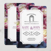Burgundy Floral Wedding Invitation Template Einladung (Vorne/Hinten)
