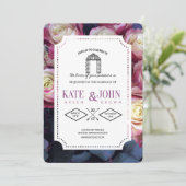 Burgundy Floral Wedding Invitation Template Einladung (Stehend Vorderseite)