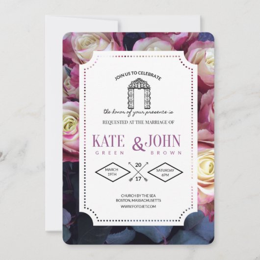 Burgundy Floral Wedding Invitation Template Einladung (Vorderseite)