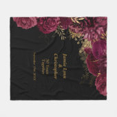 Burgundy Floral Wedding Jubiläum Fleece Blanket (Vorderseite (Horizontal))