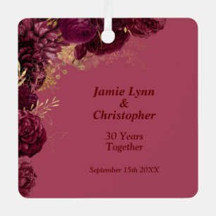 Burgundy Floral Wedding Jubiläum Ornament Aus Metall