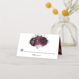 Burgundy Floral Wedding Luxury Platzkarte