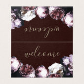 Burgundy Floral Wedding Meal Platzierkarte (Außenseite Aufgefaltet)