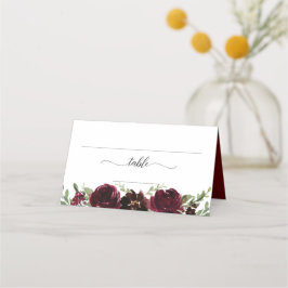 Burgundy Floral Wedding Platzkarte
