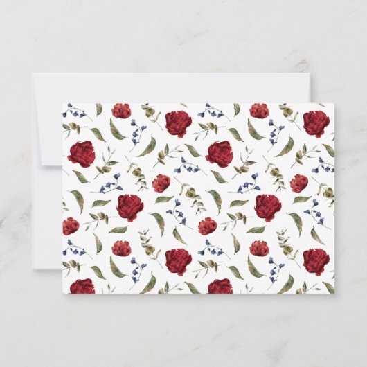 Burgundy Floral Wedding QR Code RSVP Card (Rückseite)