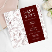 Burgundy Floral Wedding QR Code Save The Date