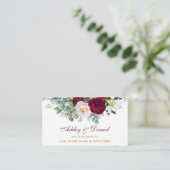 Burgundy Floral Wedding Registry Gold Insert Card (Stehend Vorderseite)