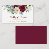Burgundy Floral Wedding Registry Gold Insert Card (Vorne/Hinten)