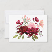 Burgundy Floral Wedding RSVP Card Dankeskarte (Rückseite)