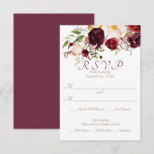 Burgundy Floral Wedding RSVP Karte (Vorne/Hinten)