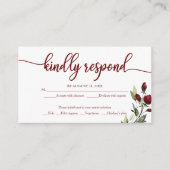 Burgundy Floral Wedding RSVP Rustikale Creme Begleitkarte (Vorderseite)