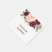Burgundy Floral Wedding Serviette (Ecke)