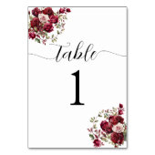 Burgundy Floral Wedding Tischnummer (Rückseite)