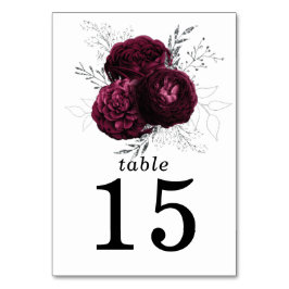 Burgundy Floral Wedding Tischnummer