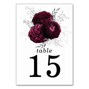 Burgundy Floral Wedding Tischnummer