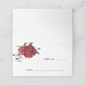 Burgundy Floral Wedding Tischnummer Platzkarte (Außenseite Aufgefaltet)