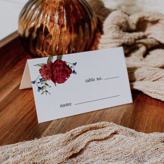 Burgundy Floral Wedding Tischnummer Platzkarte