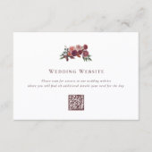 Burgundy Floral Wedding Website Enclosure Card Begleitkarte (Vorderseite)