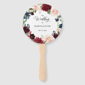 Burgundy Floral Wedding Welcome Hand Fan Fächer (Vorderseite)