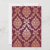 Burgundy Floral Wedding with Damask Details Save The Date (Rückseite)