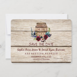 Burgundy Floral Weinförgel Save the Date fallen