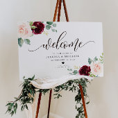 Burgundy Floral Welcome Wedding Sign Poster