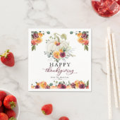 Burgundy Floral White Pumpkin Erntedank Serviette (Beispiel)