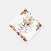 Burgundy Floral White Pumpkin Erntedank Serviette (Ecke)