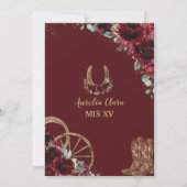 Burgundy Floral Wild West Charro Quinceañera Save The Date (Rückseite)