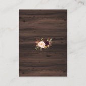 Burgundy Floral Wine Barrel Barn Wedding Details Begleitkarte (Rückseite)