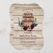 Burgundy Floral Wine Barrel Brautparty Einladung (Vorne/Hinten)