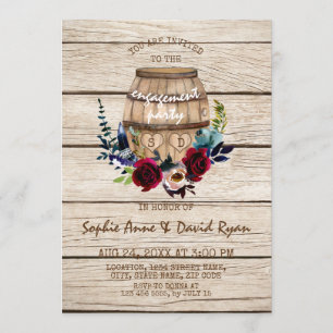 Burgundy Floral Wine Barrel Engagement Party Einladung