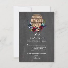 Burgundy Floral Wine Barrel Fall Chalkboard UAWG RSVP Karte
